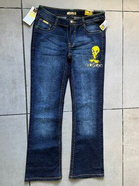 LOT29 Tweety Jeans Y2K Size 11 Dark Wash Rhinestone NWT